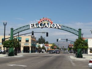 El Cajon, CA downtown pic with city captain transportation to San Diego Airport (SAN)